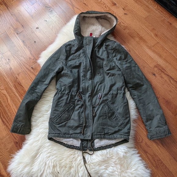 H&M jacket coat utility sherpa lined